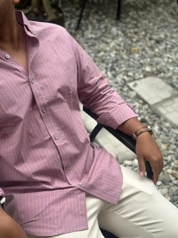 Casual Baby Pink Strip Shirt