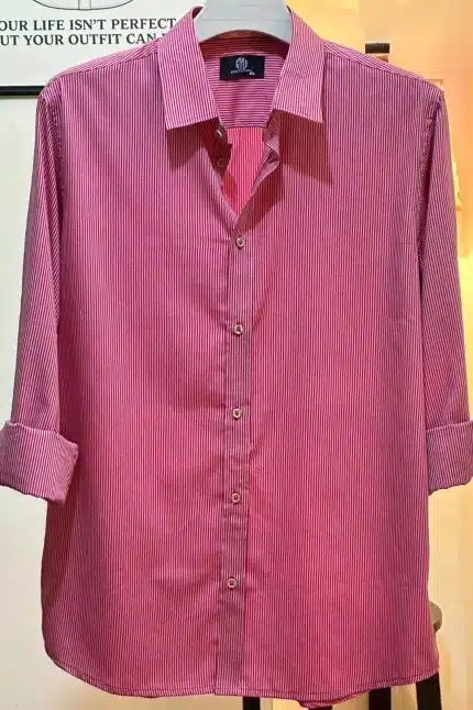 Old Money Maroon Strip Shirt